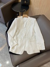 南油高端新款气质通勤修身型高级感醋酸西装领白色提花纯色外套