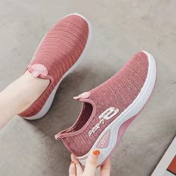 Foreign Trade in Stock Women's Fly-Knit Sneakers New Spring and Autumn Shoes Canvas Shoes Walking Shoes Women's Slip-on Single-Layer Shoes