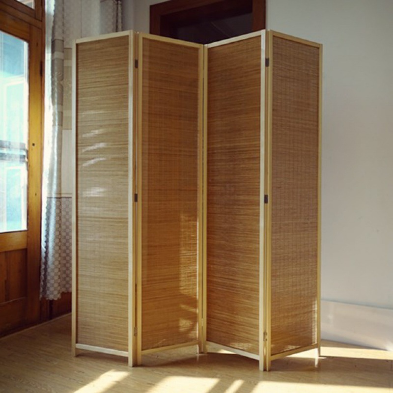 家用卧室落地隔断遮挡折叠床边屏风移动日式矮瓶平古风天然竹子风