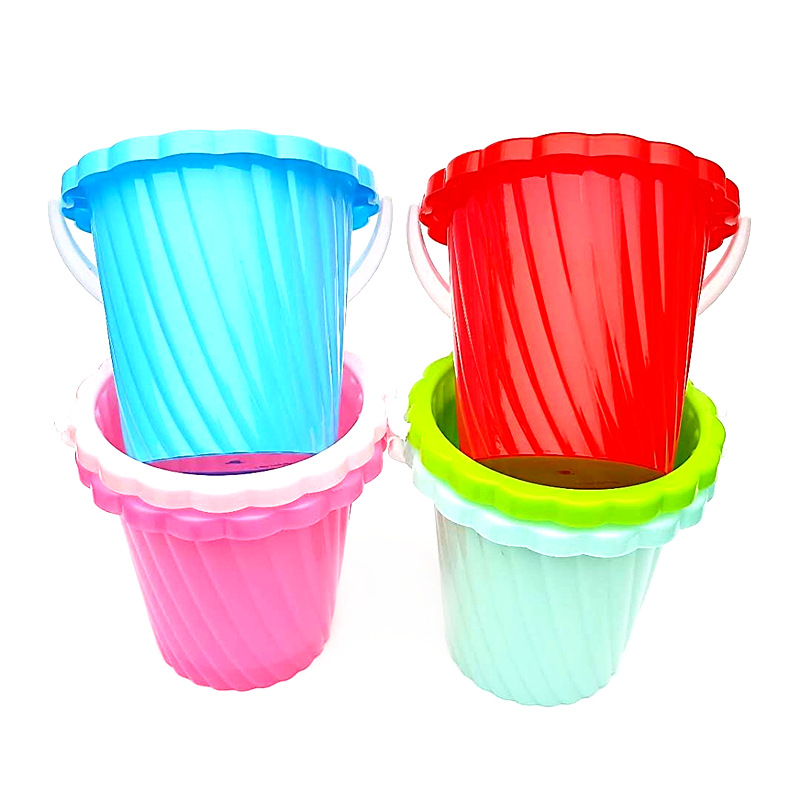 mixed color children‘s beach bucket single bucket plastic castle bucket thread bucket play house beach sand play water toy scenic spot