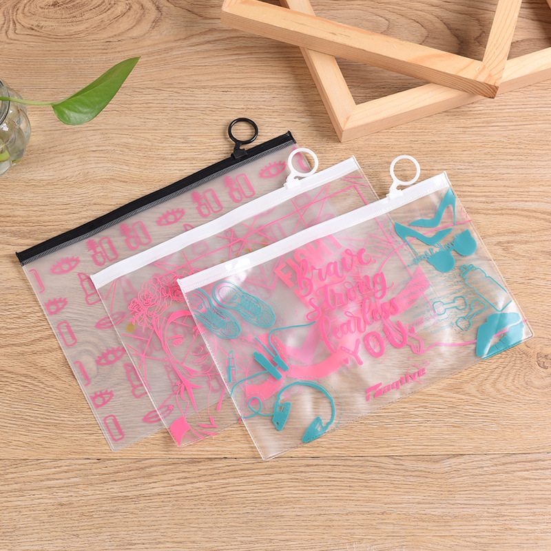 factory wholesale pvc plastic toothless zipper bag pvc stationery bag pvc pencil case pvc frosted packaging bag