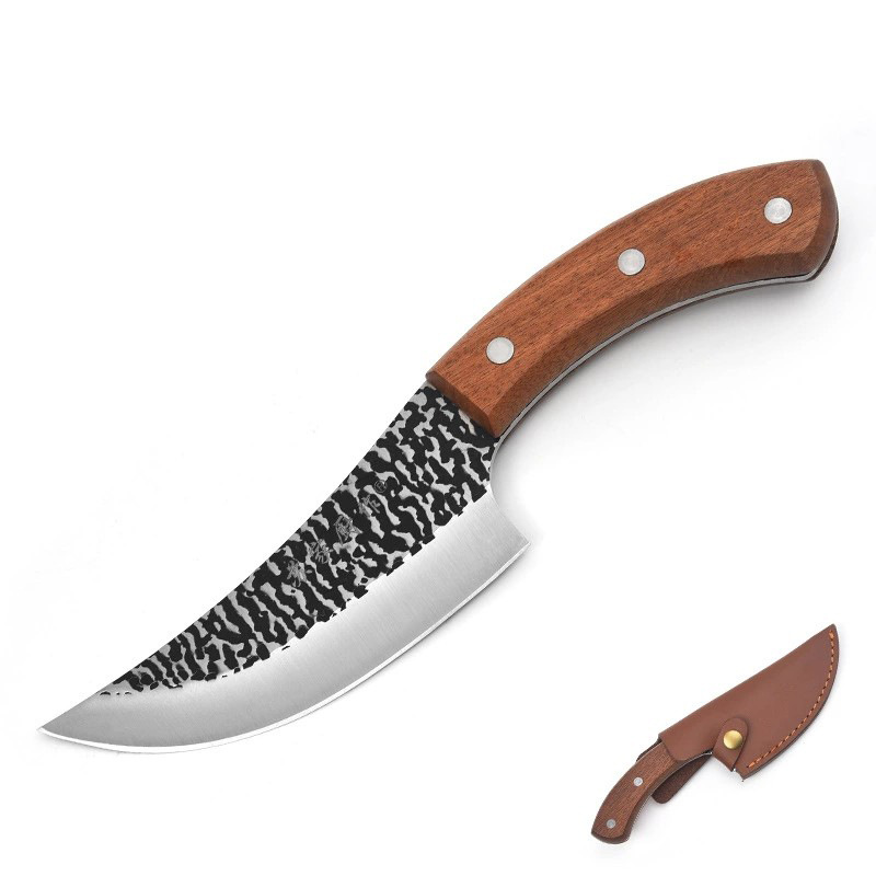 厂家现货 锻打剔骨刀厨房切菜木柄刀具 厨师切肉刀不锈钢屠宰刀具