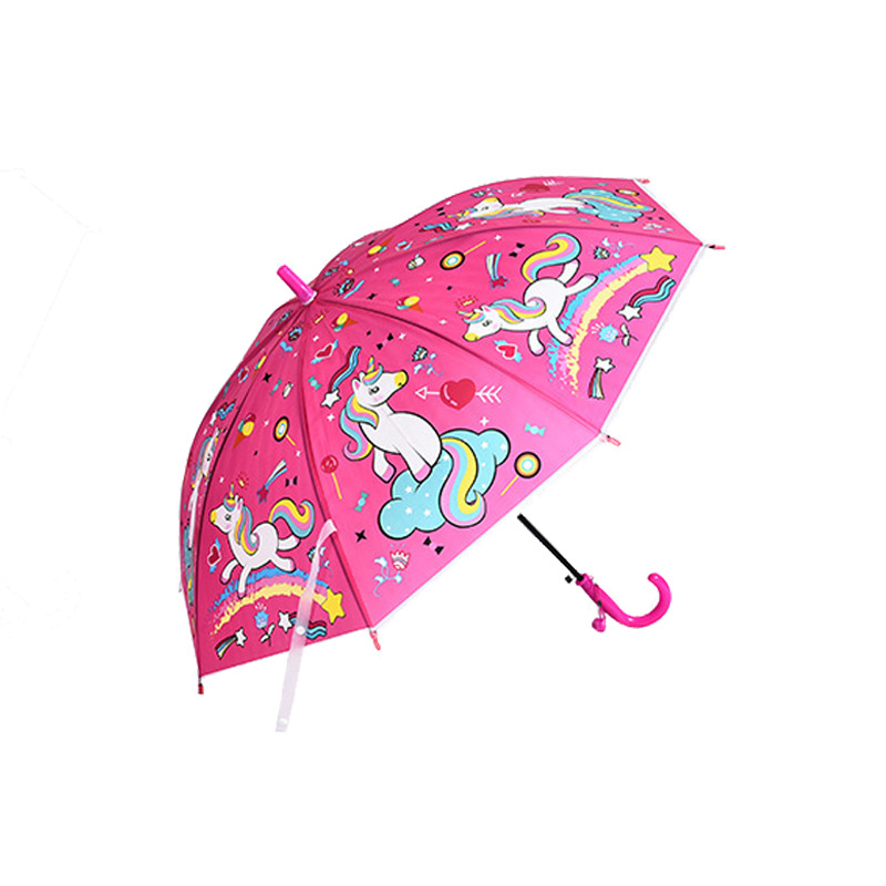 Children's Umbrella Unicorn Cartoon Pattern Printing Logo Children's Day Gifts Sun Protection Rain Proof Automatic Long Umbrella Curved Handle