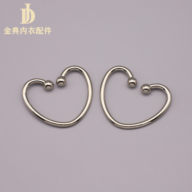 jindian clothing accessories swimsuit accessories new alloy heart-shaped connection buckle underwear accessories electroplating non-magnetic adjustable buckle