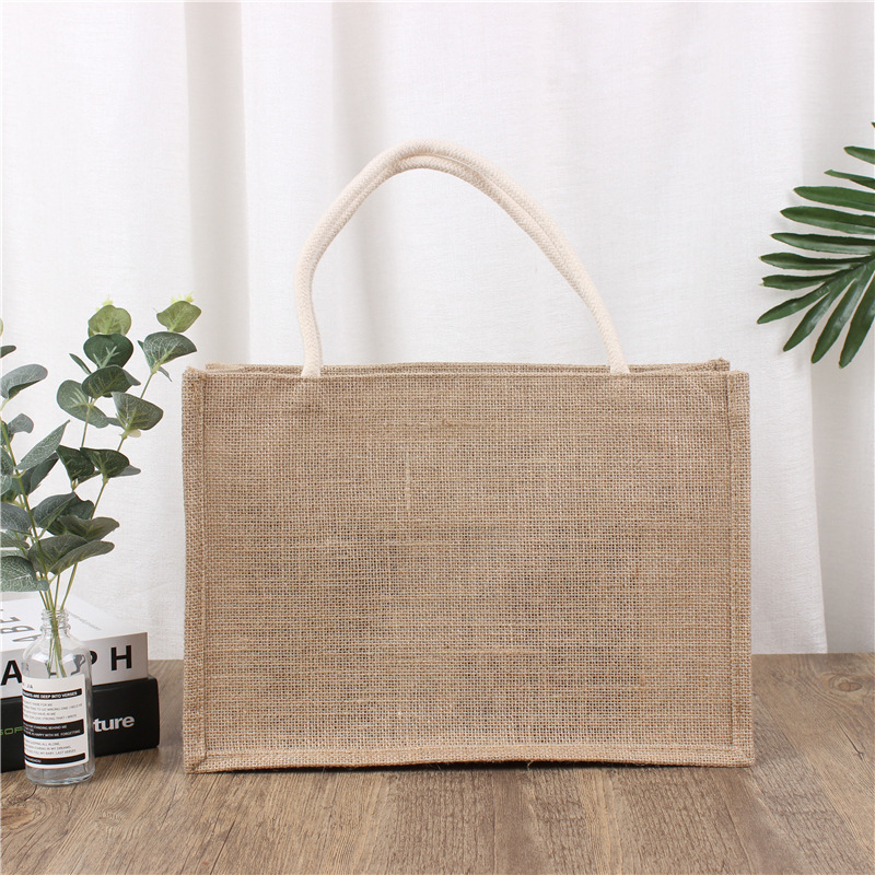 麻布袋黄麻袋购物亚麻手提袋diy手绘棉麻手提袋定 制logo批发