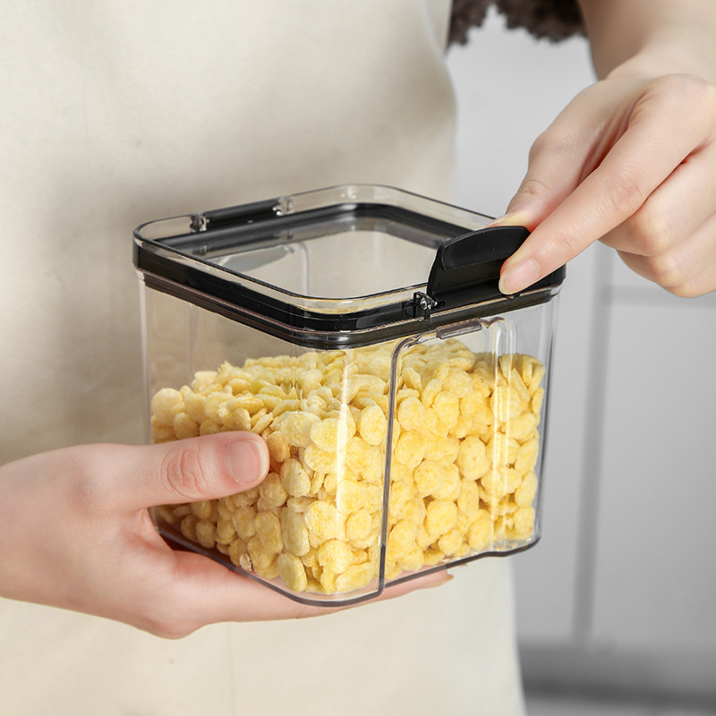 Square Transparent Sealed Jar Crisper Kitchen Cereals Storage Jar Snack Dried Fruit Storage Tank Factory Direct Sales