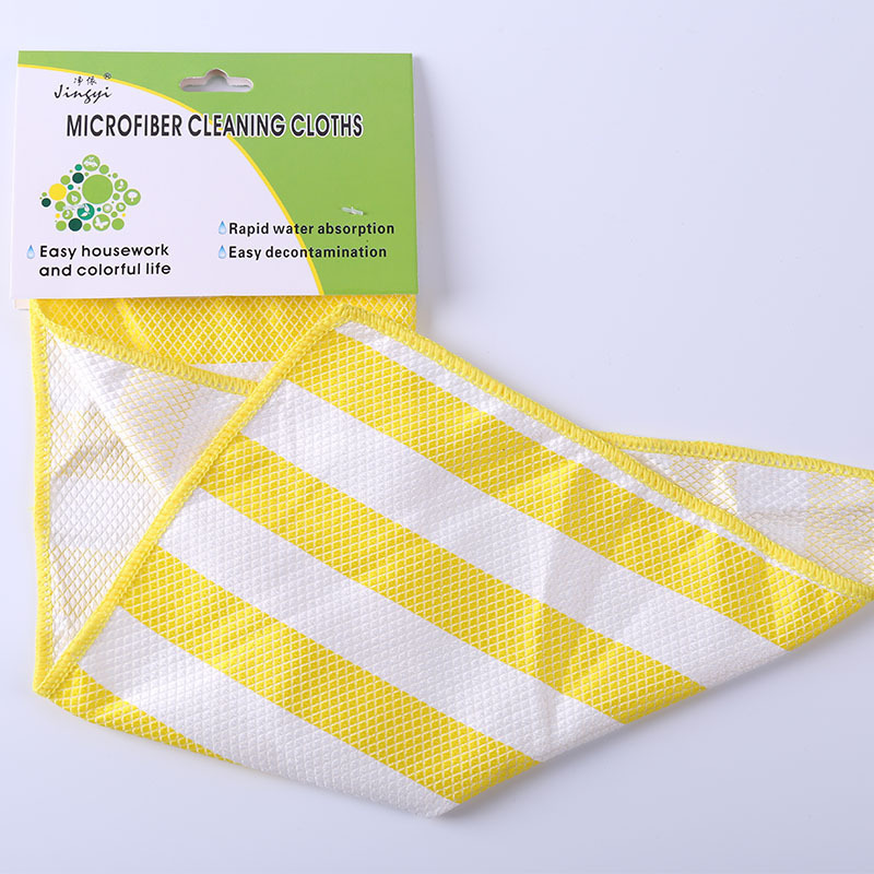 Striped Mop Printing Double-Layer Oil Absorption and Water Absorption Dish Towel Scouring Pad Manufacturers Wholesale a Large Number of Kitchen Rags