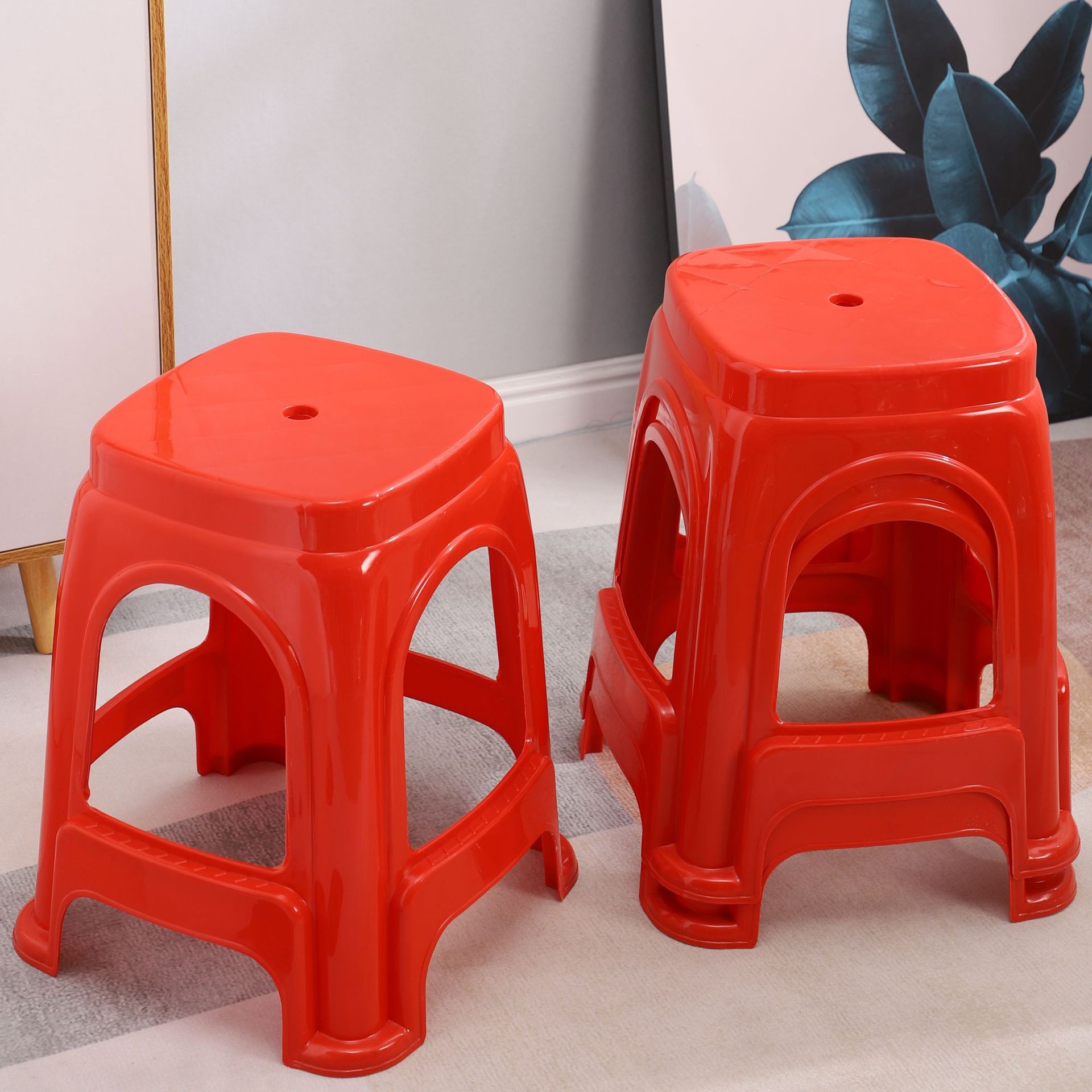 加厚塑料凳子家用熟胶经济型客厅餐桌椅登子成人塑胶高凳板凳方凳