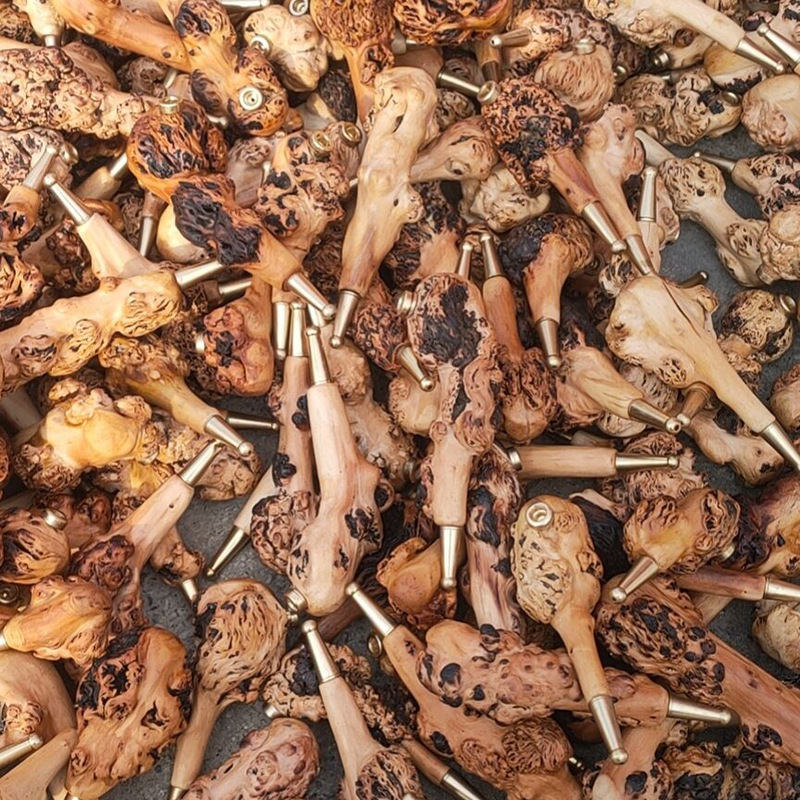 厂家定制山茶木健身锤山茶木树瘤烟斗拐杖黑果木按摩锤