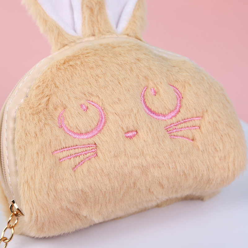 Japanese Cute Rabbit Plush Pouch Women's Korean-Style Cartoon Student Portable Hand Bell Travel Storage Ugly and Cute Coin Purse