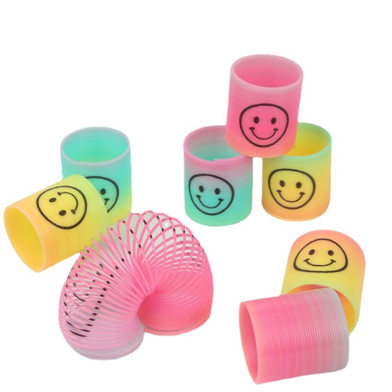 Mini Smiley Face Rainbow Spring 80 S Nostalgic Elastic Force Circle Stall Prize Retractable Magic Circle Kindergarten Toys Wholesale