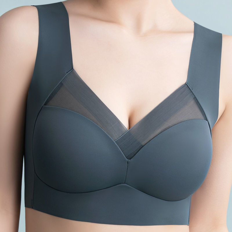 seamless ice silk bra sexy sports underwear women‘s small chest gathered wireless beauty back thin tube top vest style