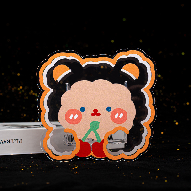 亚克力卡通笔筒桌面透明化妆品收纳盒创意文具ins少女透明收纳盒