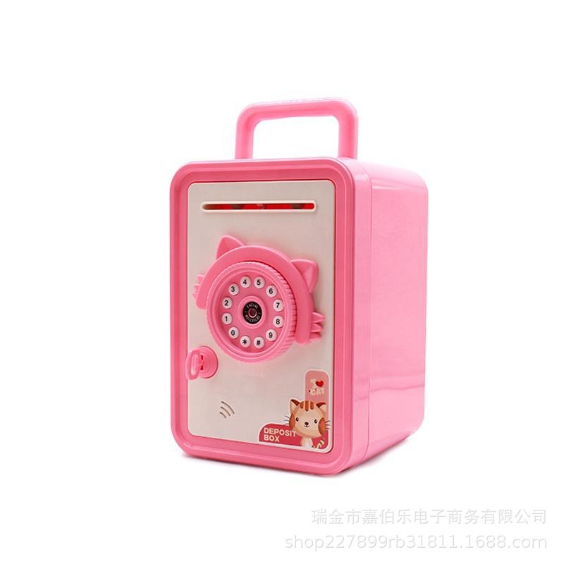 儿童迷你密码自动取款机保险箱玩具存钱银行自动卷纸钱储蓄罐带灯
