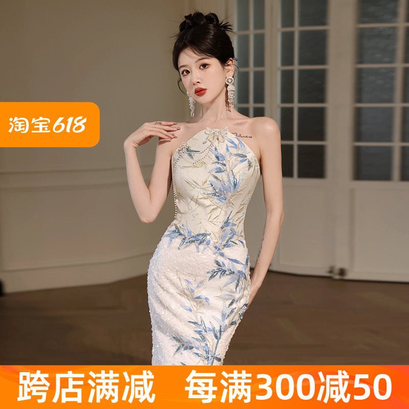 国风旗袍敬酒服新娘宴会新中式鱼尾晚礼服高端轻奢订婚连衣裙晨袍