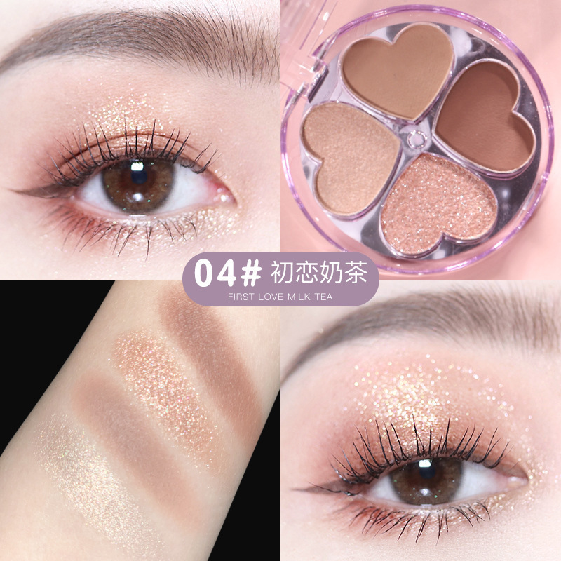 Hojo8134 Lucky Four-Leaf Clover Four Color Eyeshadow Palette Color Rendering Full and Delicate Clothing Powder Silky Eye Shadow
