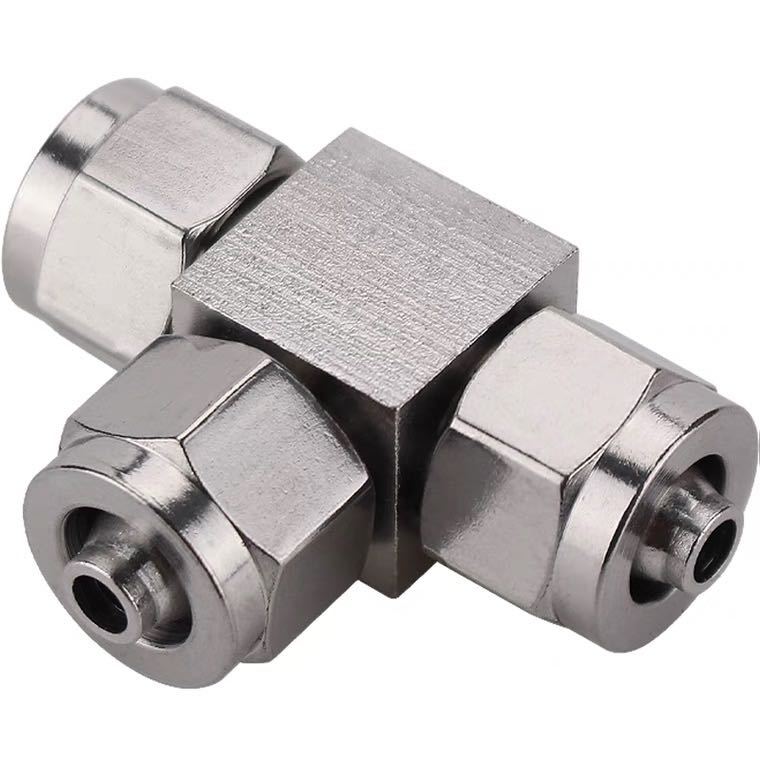 正宗不锈钢304快拧式三通接头pu尼龙管软管快速三通快拧接头Φ1/2