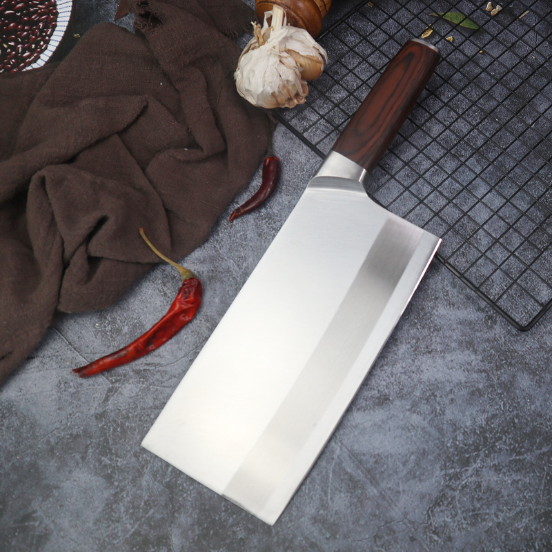 家用不锈钢菜刀 厨师切菜切片切肉刀 阳江菜刀彩木柄锋利刀具批发