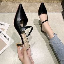高跟半拖鞋女2021夏季尖头韩版外穿时尚slippers ladies穆勒鞋