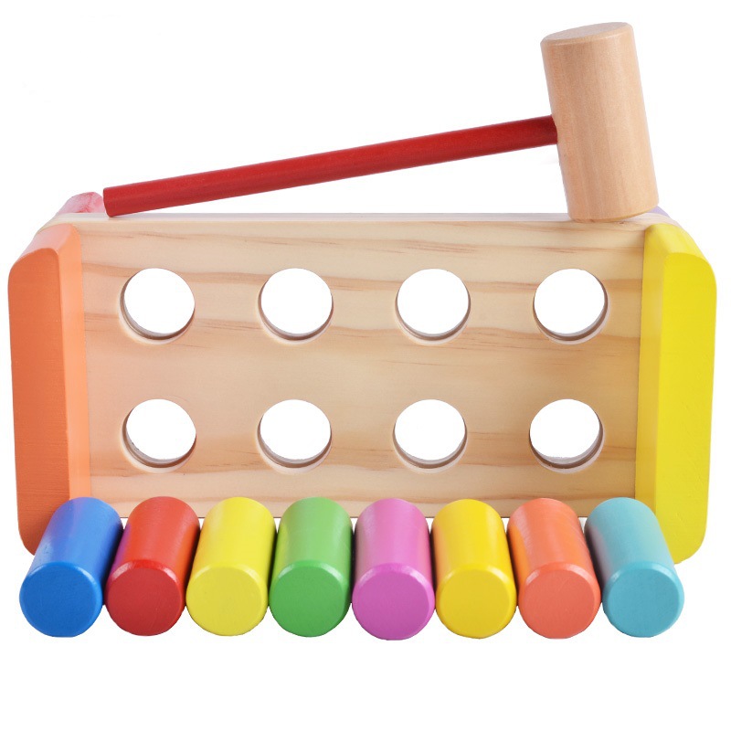 Colorful Driving Pile Abutment 6-December 1-2 Years Old Baby Early Childhood Education Infant Fun Beating Table Wooden Toys