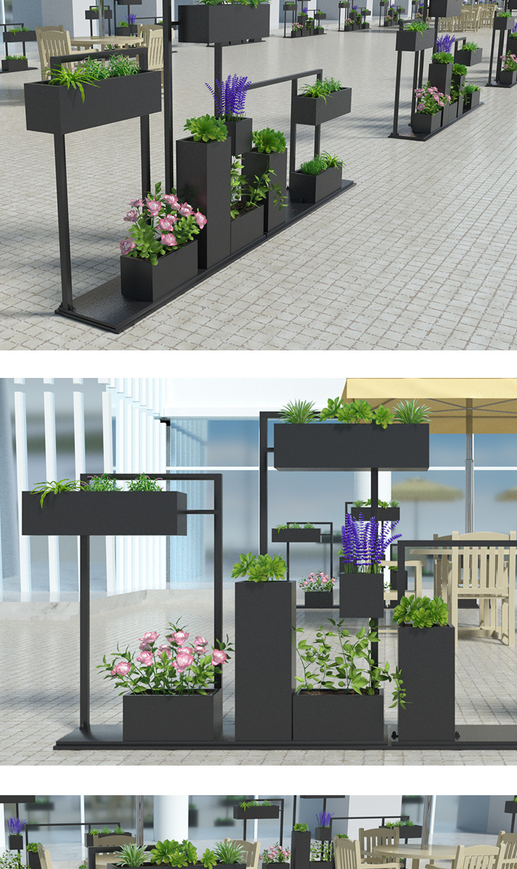 室外铁艺花箱大型花架花槽组合户外隔断酒店广场种植花器花坛定制