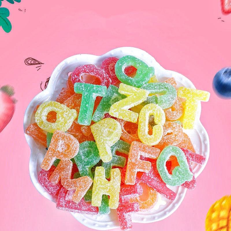 果味软糖散装混合数字形状维生素c水果彩虹糖休闲零食90后记忆糖