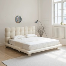 法式奶油风布艺床泡泡床现代简约主卧榻榻米高端时尚小户型双人床
