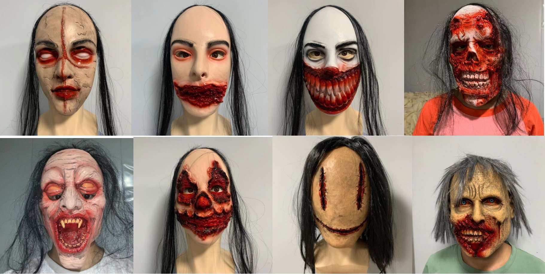 万圣节流泪女鬼面具贞子乳胶头套恐密室逃脱鬼屋剧本吓人恐怖道具