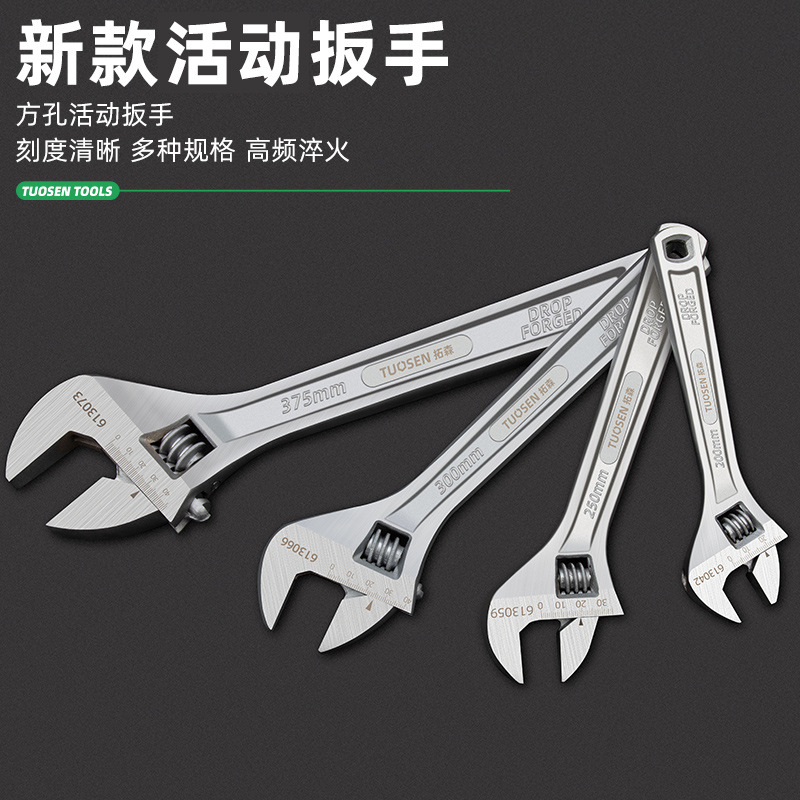 Tuosen Hardware Tools Adjustable Wrench Industrial Grade Wrench 12-Inch Open Wrench Adjustable Wrench 15-Inch Open Wrench