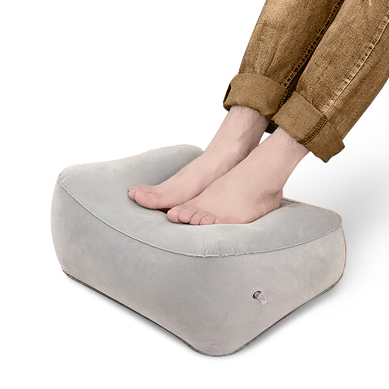 PVC植绒充气脚垫飞机高铁脚垫户外旅行充气凳可折叠搁脚凳脚踏