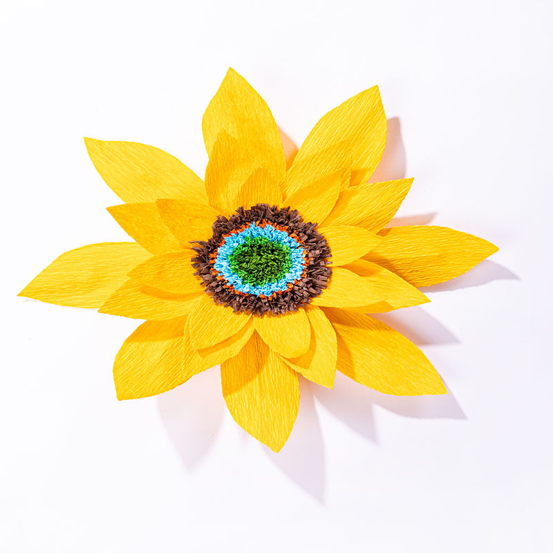 小红书推荐墙面装饰花  幼儿园教室仿真花 3d皱纹纸花 向日葵纸花