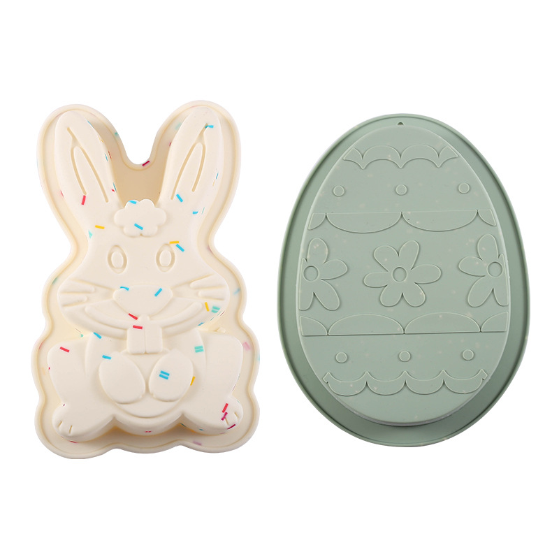 New Easter Dinosaur Egg Rabbit Baking Cake Plate Mold High Temperature Resistant DIY Tool Silicone Cake Mold