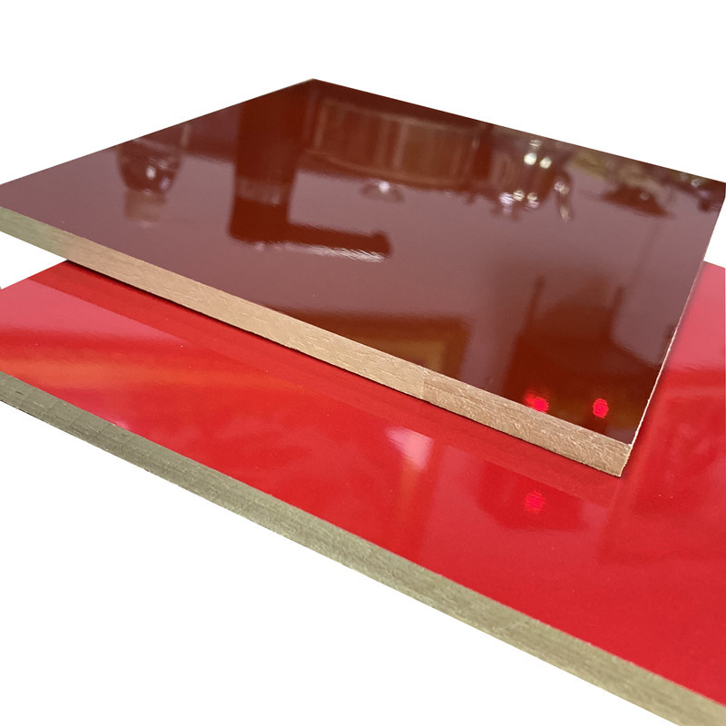 华源厂家直销中国红高光神台红色淋油烤漆橡胶木实木指接板密度板