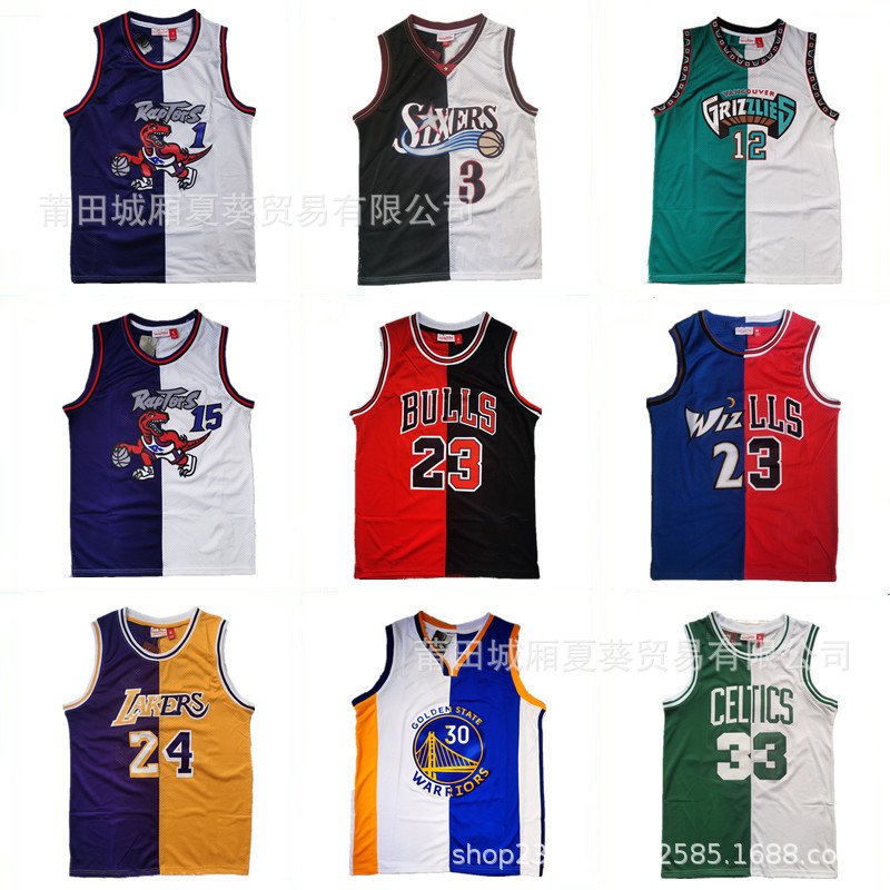 nba跨境球衣夏季湖人猛龙勇士复古刺绣篮球服男女运动训练服代发