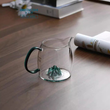厂家批发高硼硅玻璃分茶器家用功夫茶具彩色观山茶海北大史公道杯