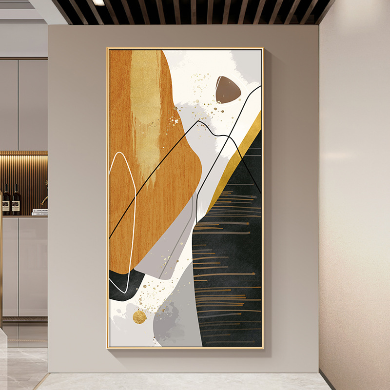 现代抽象玄关装饰画简约大气餐厅油画卧室大壁画北欧轻奢客厅挂画