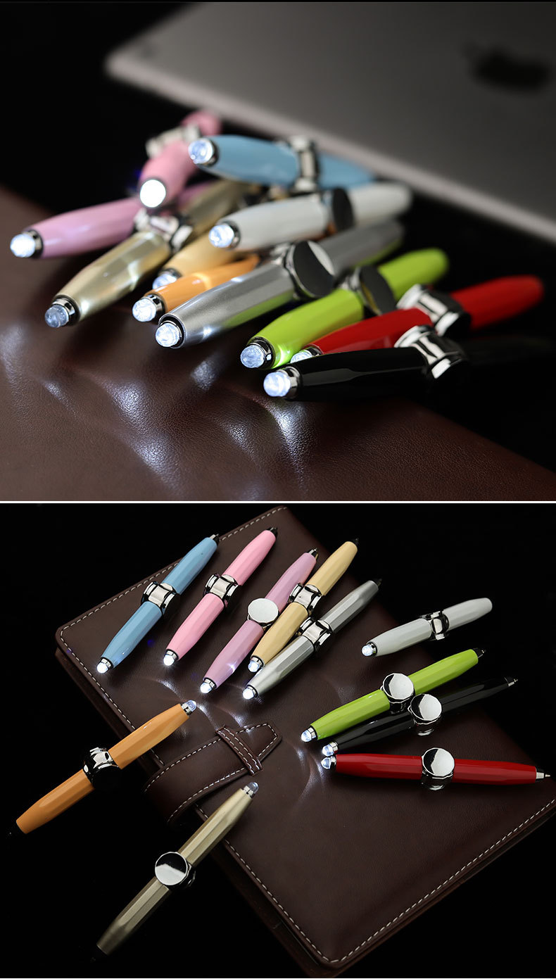 网红多功能陀螺笔指尖陀螺笔旋转笔创意led发光转转笔解压神器