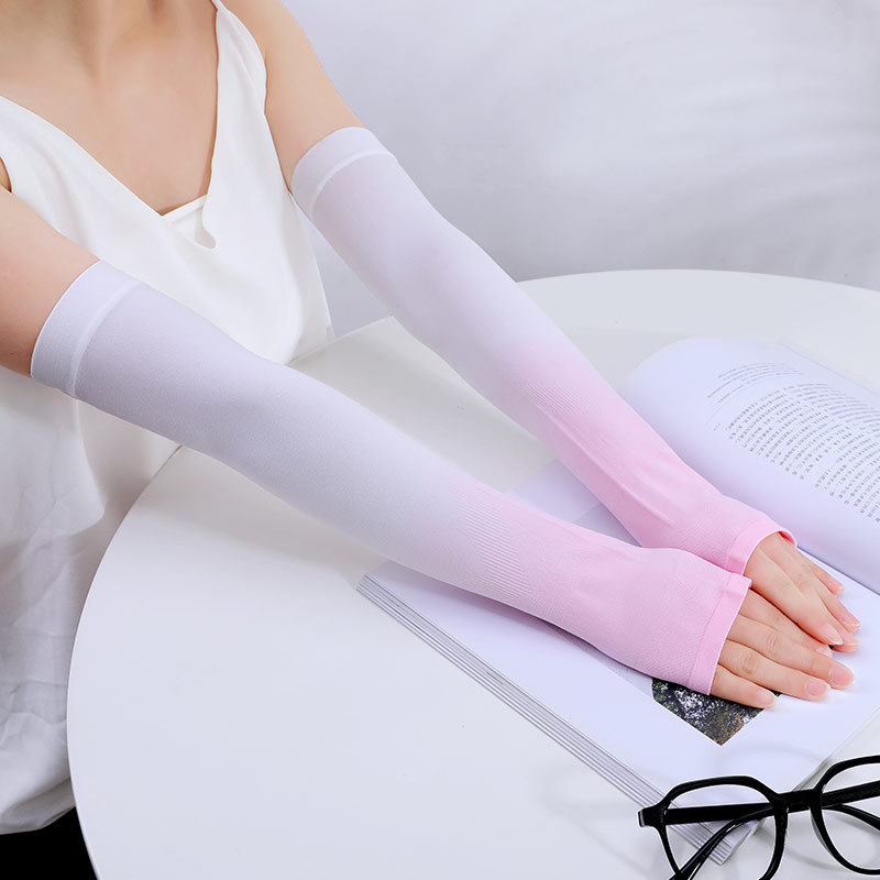 Wholesale Gradient Color Ice Sleeve Sun Protection Women's Summer Thin Men's Outdoor Sun Protection Oversleeve Long Ice Silk Oversleeves Arm Guard Driving