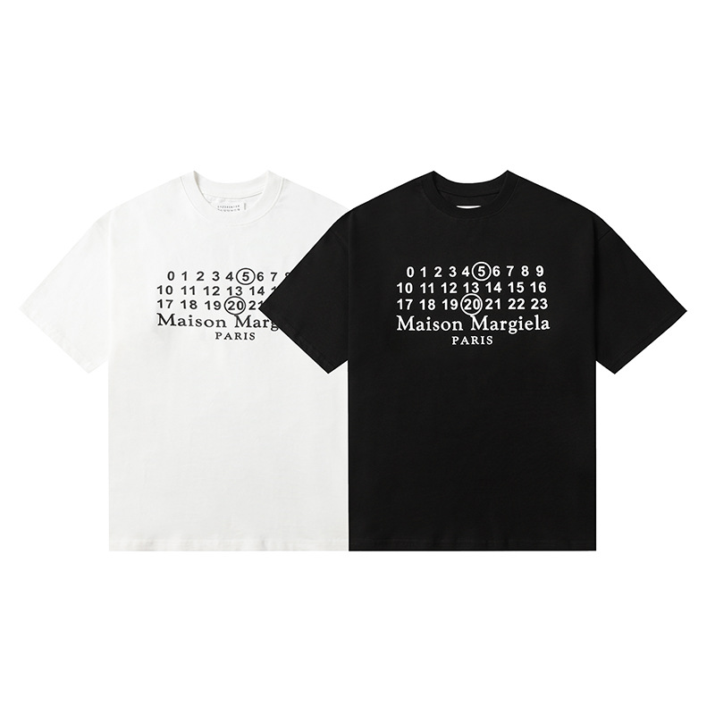 实拍maison margiela 马吉拉 mm6数字印花520限定款纯棉男女短袖t