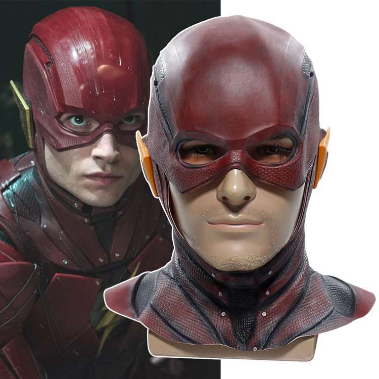 正义联盟闪电侠面具the flash乳胶红色头套万圣节cosplay装扮道具