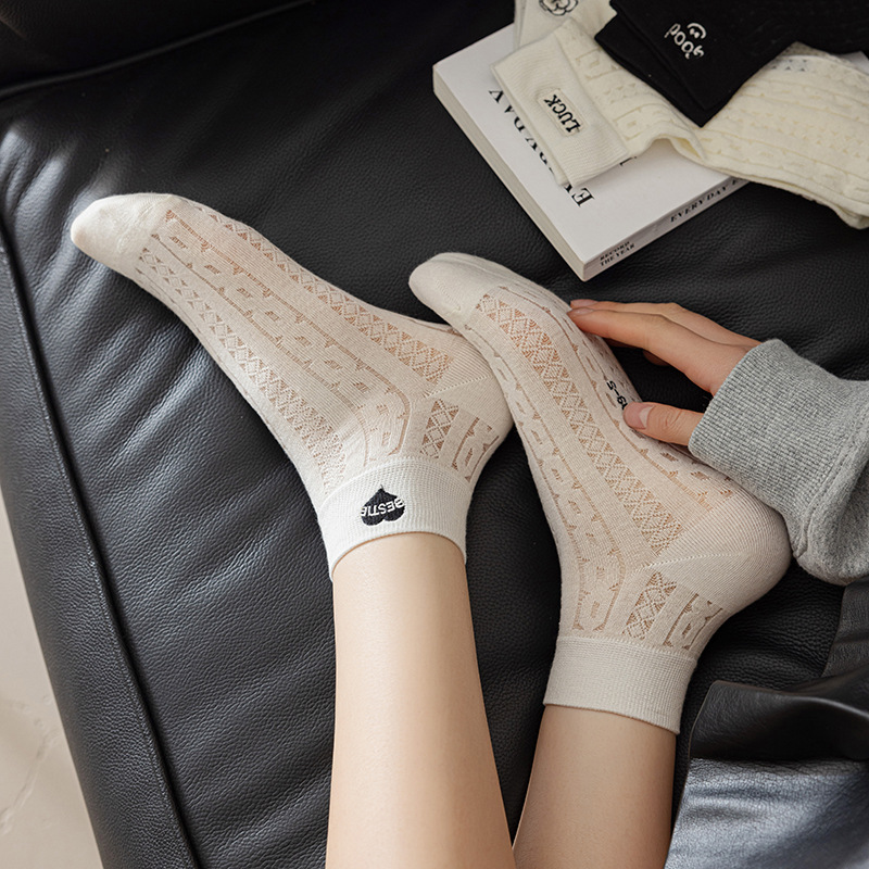 Socks New Bamboo Fiber Tube Socks Hollow Mesh Stockings Ladies Student Home Socks Japanese Style Thin Spring and Autumn Socks