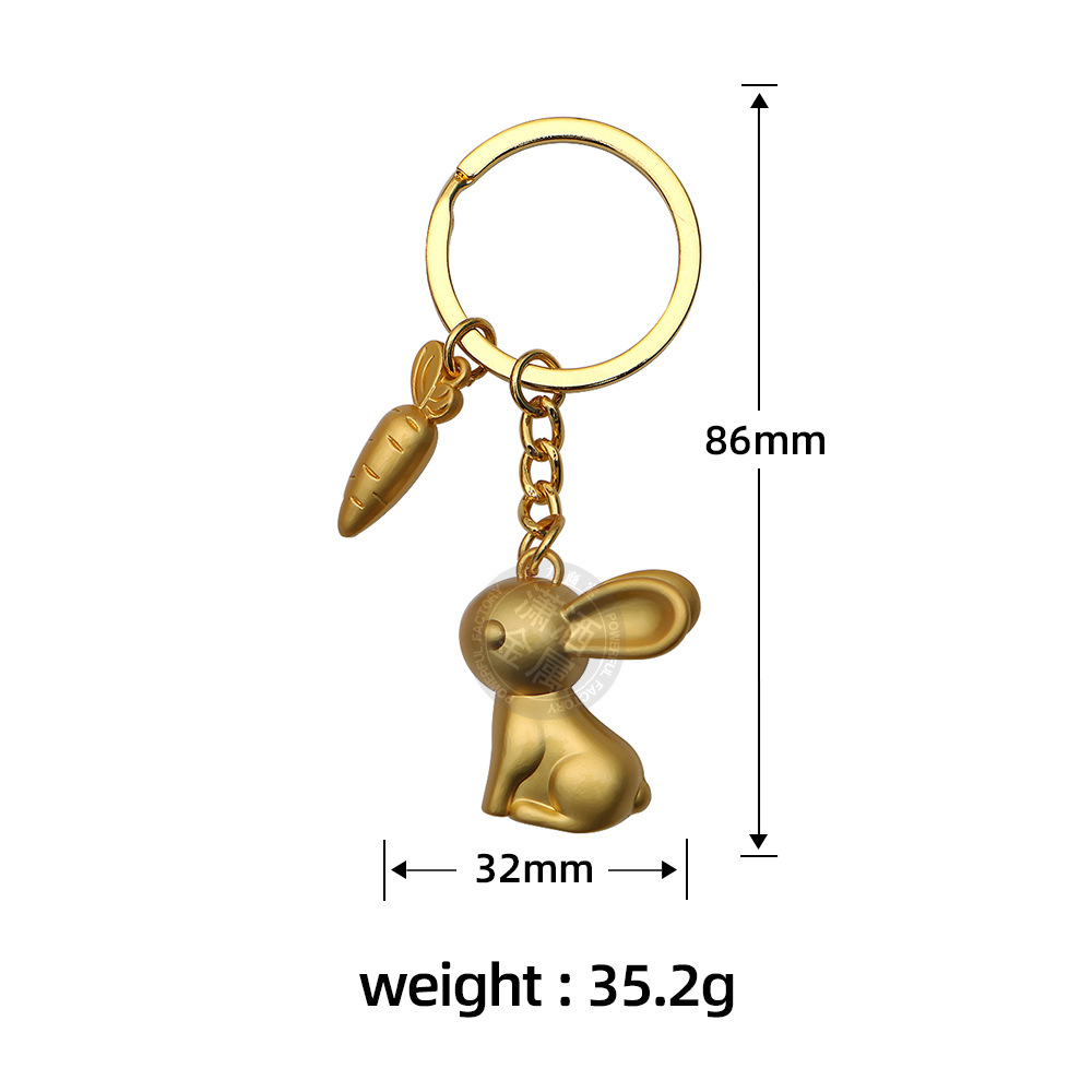 Cute Rabbit Key Chain Customization Rabbit Year Mascot Pendant Cartoon Radish Rabbit Metal Car Key Ring Gift
