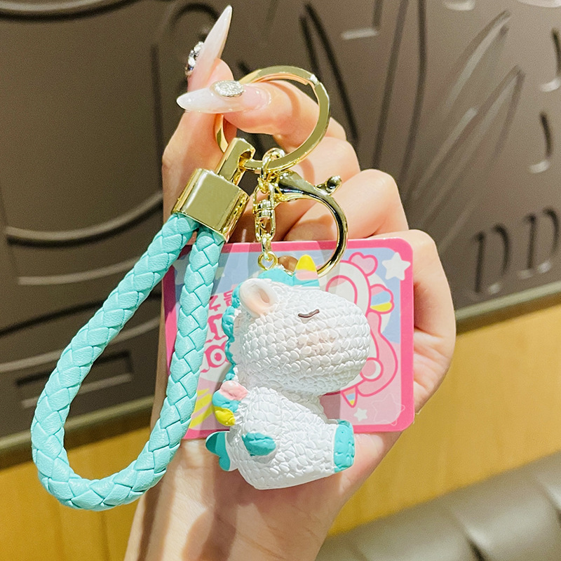 Cartoon Unicorn Dream Resin Keychain Creative Cute Car Key Chain Ins Female Book Bag Pendant Jewelry