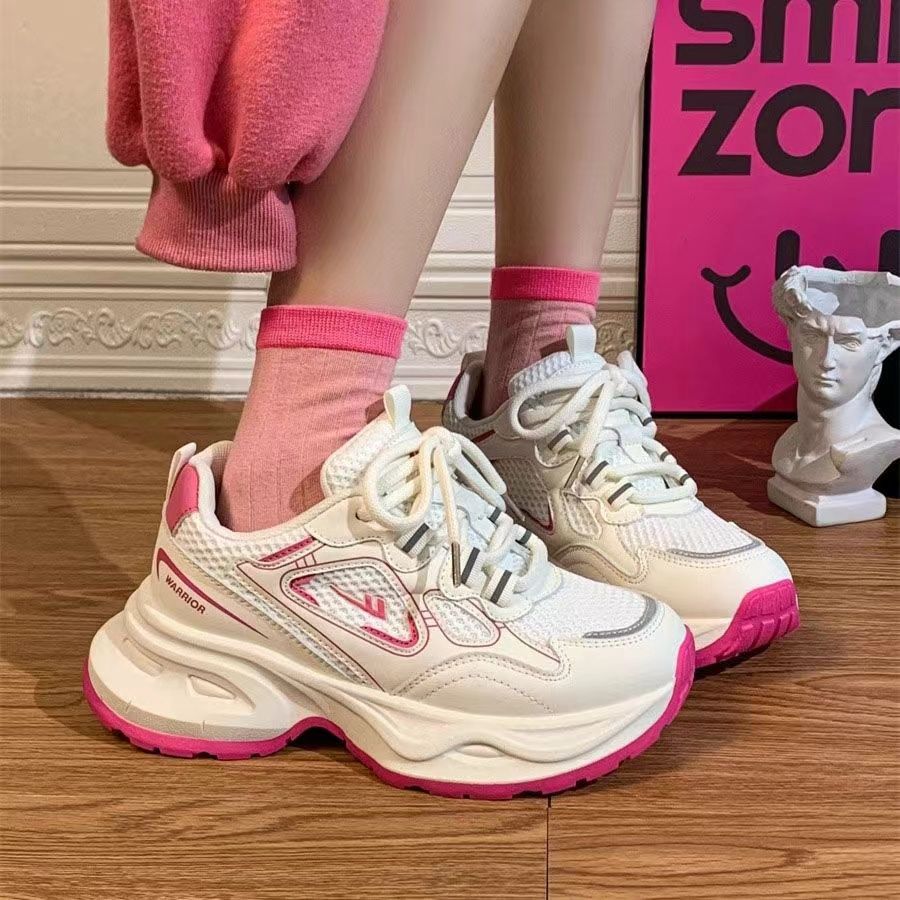 dd回力女鞋运动鞋2024新款爆款增高小众超轻网面透气粉色老爹鞋