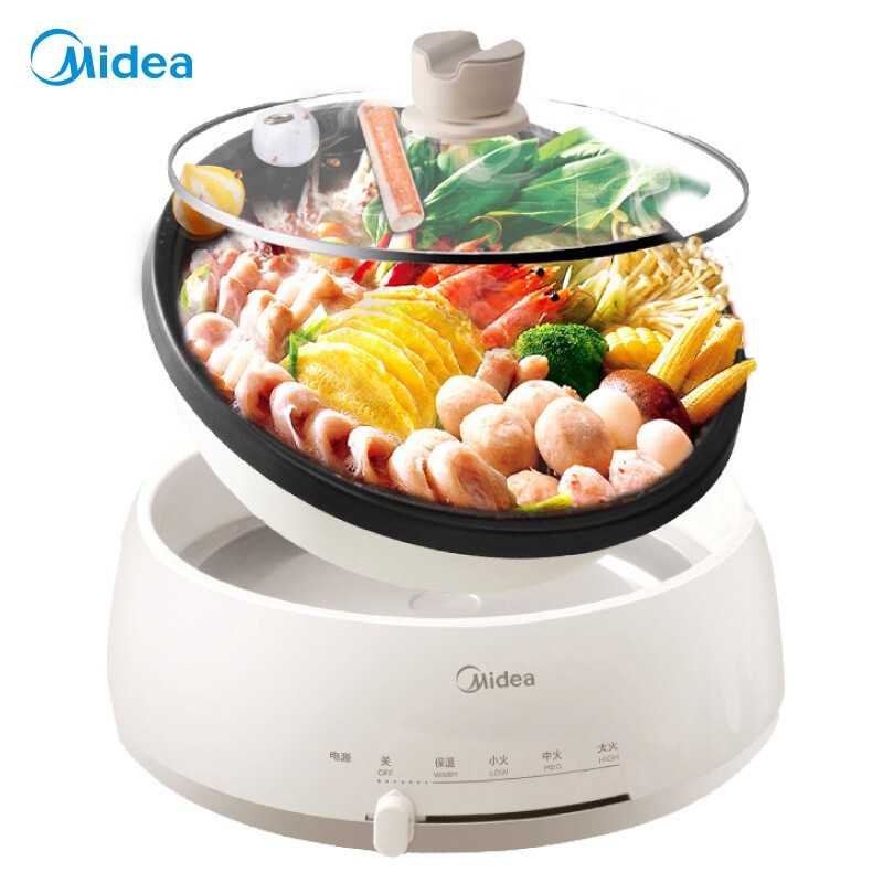 美的电火锅分体式多功能可拆洗家用4l升电煮锅不粘电热锅dy28p151