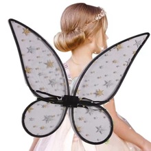 新款跨境蝴蝶翅膀烫金星星网纱群两件套精灵天使翅膀儿童表演服装