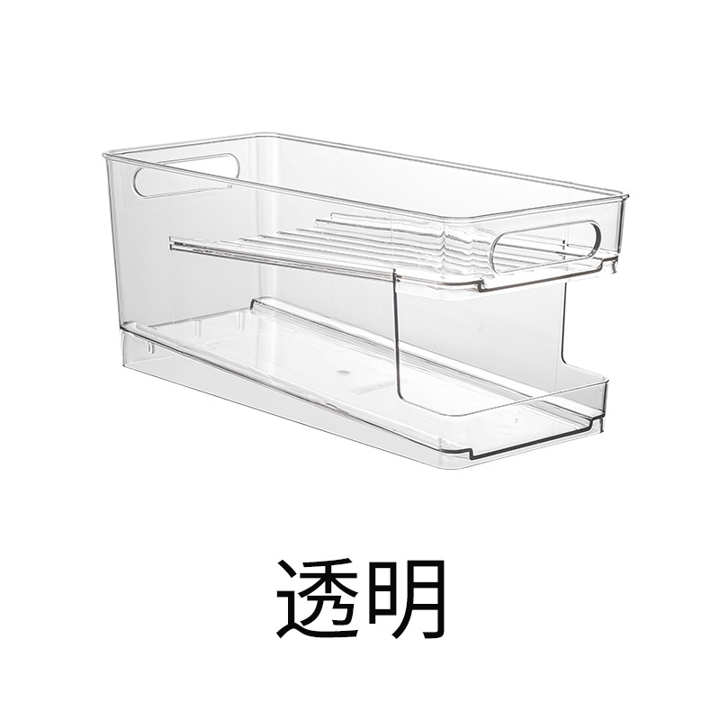 Beer Cola Refrigerator Storage Box Transparent Double-Layer Pet Rolling Beverage Storage Box Household Easy Pull