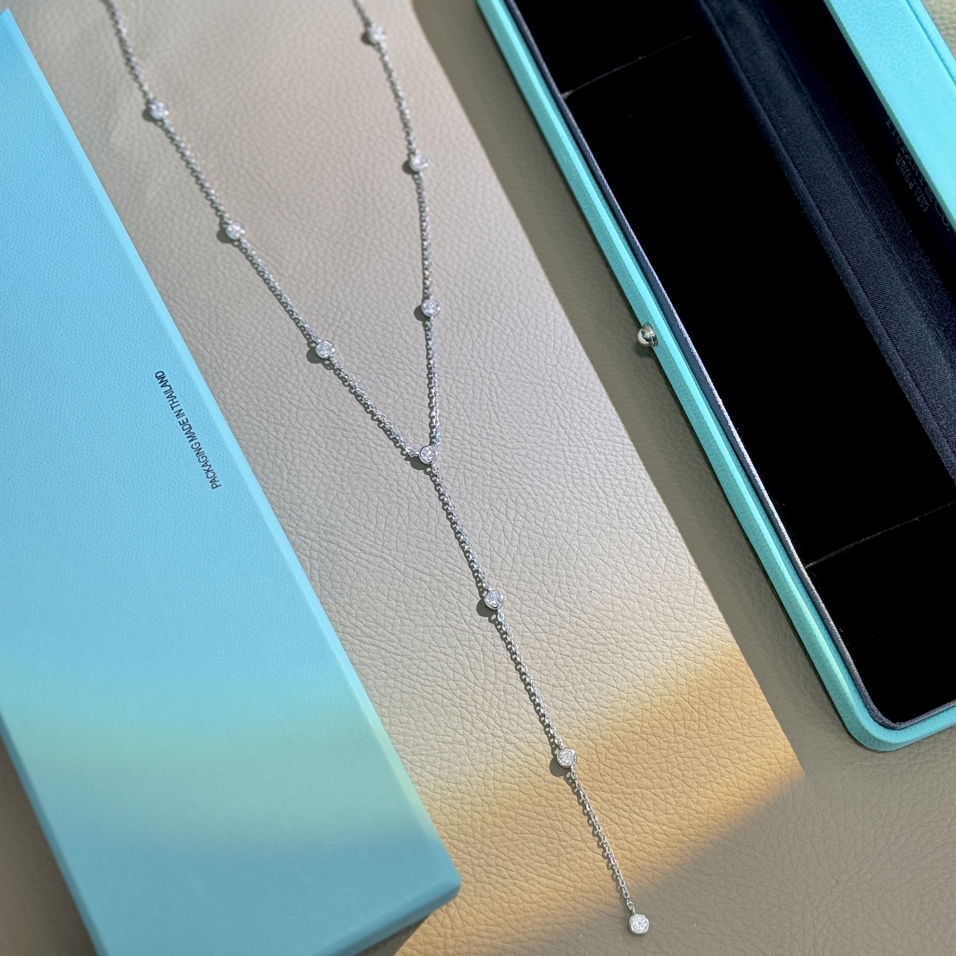 s925纯银 十克拉仿真钻长方钻项链围镶高级感气质钻石切割贵妇