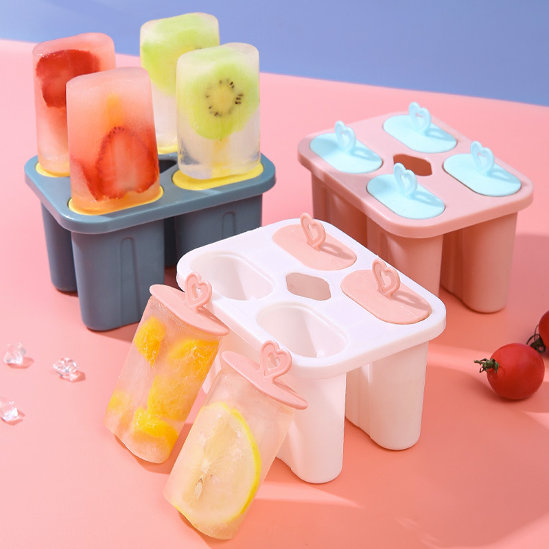 Contrast Color Four Grid Ice-Cream Mould Household Make Popsicles Ice Candy Ice Cream Ice Ice Cream Ice Tray Homemade Popsicle