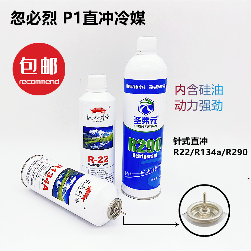 忽必烈 p1饲料 r22r290r134a直冲头冷媒 p1直冲阀雪种制冷剂